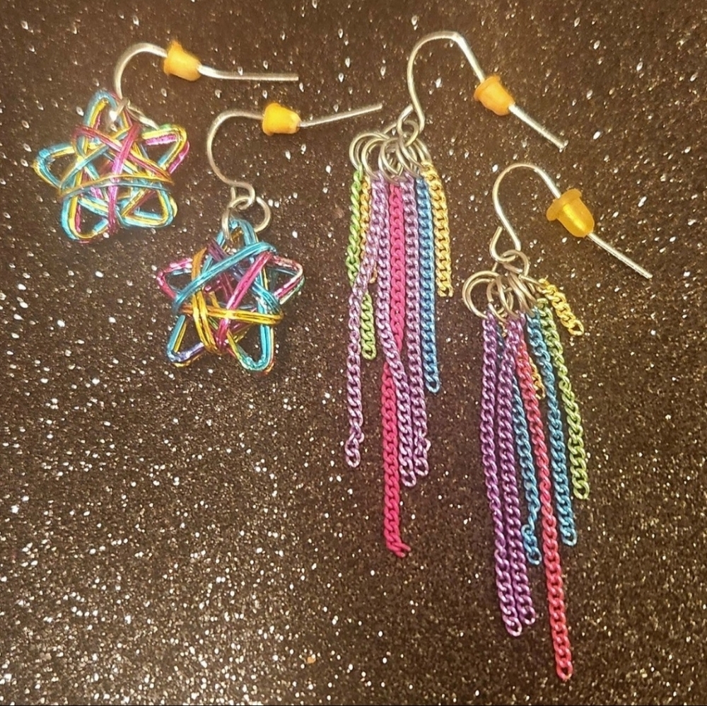 Rainbow Color Earrings Set of 2